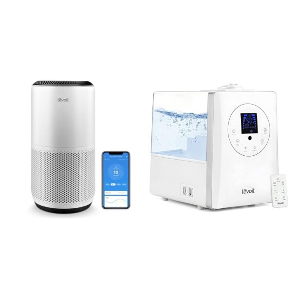 Levoit Paquete de purificador de aire y humidificador para habitaciones grandes de hasta 1980 pies cuadrados y 753 pies