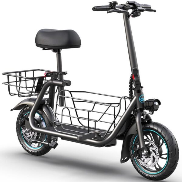 Gyroor Electric Scooter with Seat for Adults - 550W Motor, Pet Basket, 19 MPH Top Speed, 20 Miles Range, 12" Pneumatic T