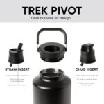 Termo Botella de Agua Simple Modern Trek Pivot TRPV-SCH-B-128-ALB Acero Inoxidable Aislado 1 Galon 128oz Con Asa Tapas I