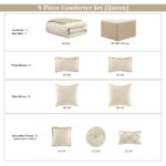 Juego de edredón jacquard damasco TOPLUXE LM-Milano-Queen 9 piezas diseño medallón floral Queen ropa de cama ultrasuave