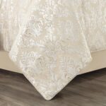 Juego de edredón jacquard damasco TOPLUXE LM-Milano-Queen 9 piezas diseño medallón floral Queen ropa de cama ultrasuave