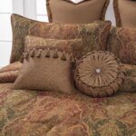 Juego de edredón Atina TOPLUXE LM-Atina-King jacquard damasco rojo vintage ultrasuave King 9 piezas con fundas euro y fa