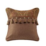 Juego de edredón Atina TOPLUXE LM-Atina-King jacquard damasco rojo vintage ultrasuave King 9 piezas con fundas euro y fa