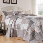 Juego de colcha acolchada Giulia Barefoot Bungalow Greenland Home Fashions GL-1812AJSK 3 piezas tamaño King gris algodón
