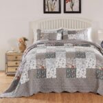Juego de colcha acolchada Giulia Barefoot Bungalow Greenland Home Fashions GL-1812AJSK 3 piezas tamaño King gris algodón