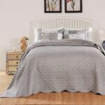 Juego de colcha acolchada Giulia Barefoot Bungalow Greenland Home Fashions GL-1812AJSK 3 piezas tamaño King gris algodón