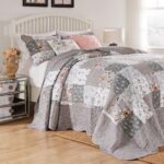 Juego de colcha acolchada Giulia Barefoot Bungalow Greenland Home Fashions GL-1812AJSK 3 piezas tamaño King gris algodón