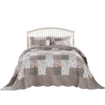 Juego de colcha acolchada Giulia Barefoot Bungalow Greenland Home Fashions GL-1812AJSK 3 piezas tamaño King gris algodón