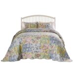 Juego de colcha acolchada vintage Emma Greenland Home Fashions GL-2205AJSQ 3 piezas tamaño Queen color gris
