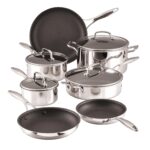 Batería de cocina Meyer Circulon C1 Series 30072 acero inoxidable antiadherente 11 piezas para inducción ScratchDefense