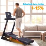 Caminadora Hipicute Inclinación Automática 0-15% Motor 3.5 HP Silencioso 8.7 MPH Sensor Cardíaco Área de Carrera 48x18 P