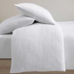 Juego de edredón jacquard algodón Revman International USHSA51300876 Calvin Klein textura lavada blanco sólido diseño ar