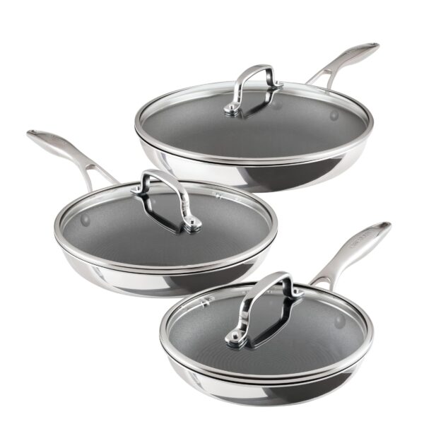 Batería de cocina de acero inoxidable pulido Circulon Meyer Corporation 30086 Serie C1 antiadherente apto para inducción