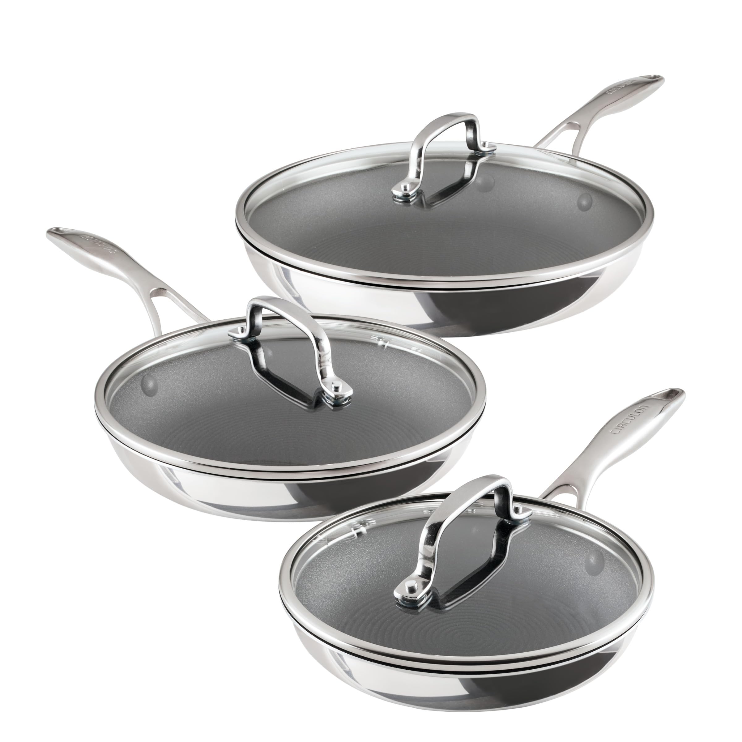 Version 1.0.0 Batería de cocina de acero inoxidable pulido Circulon Meyer Corporation 30086 Serie C1 antiadherente apto para inducción