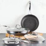 Batería de cocina de acero inoxidable pulido Circulon Meyer Corporation 30086 Serie C1 antiadherente apto para inducción