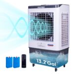 Enfriador evaporativo portátil Hexago HI-COOL-13GDIGIT-1P 7500 CFM tanque 13.2 galones 3 velocidades control remoto temp