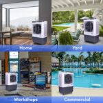 Enfriador evaporativo portátil Hexago HI-COOL-13GDIGIT-1P 7500 CFM tanque 13.2 galones 3 velocidades control remoto temp