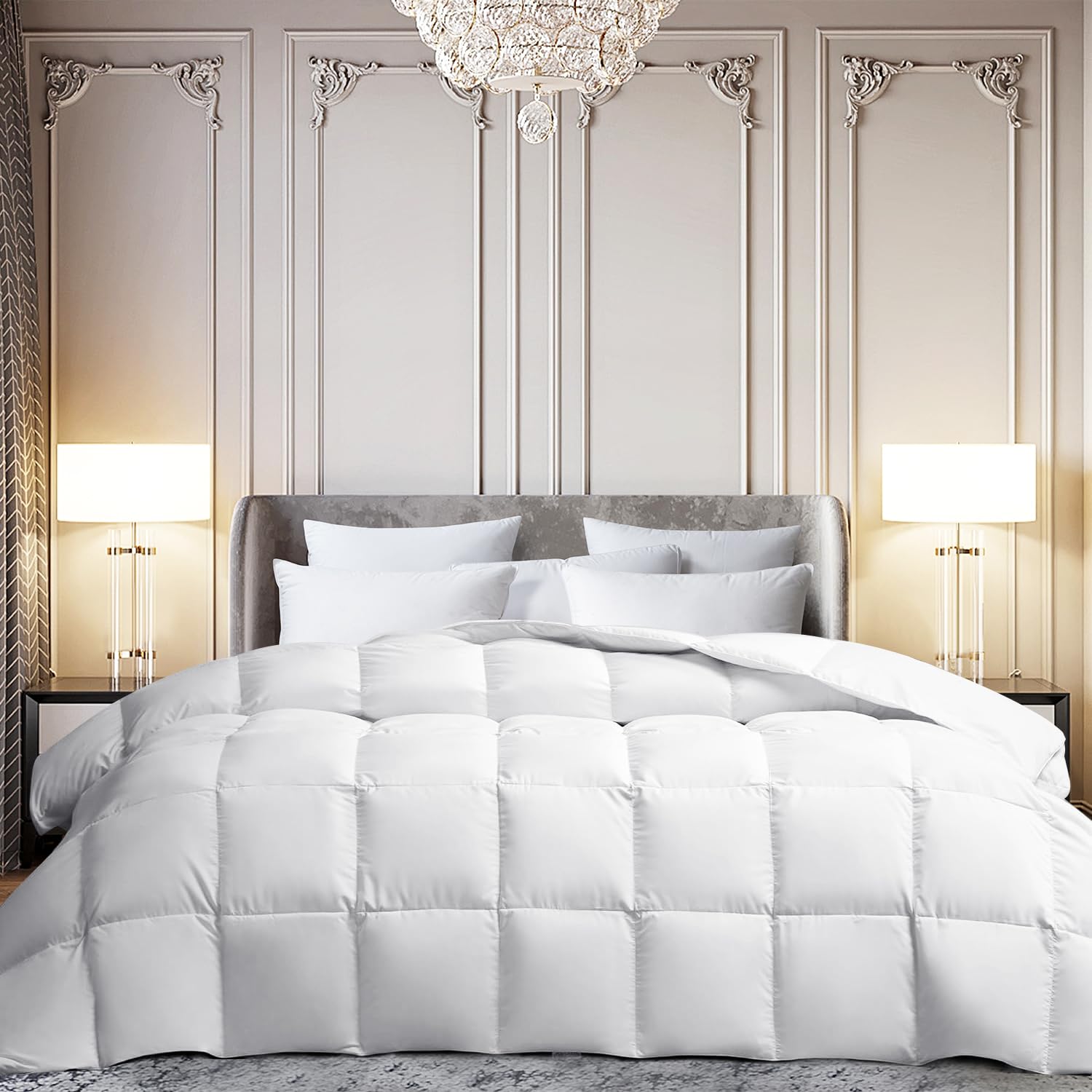 Version 1.0.0 Edredón de plumón de ganso blanco con fibra Martha Stewart Blue Ridge Home Fashions MS034706 tamaño King algodón silenci
