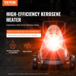Calentador de Queroseno Portátil VEVOR ZB-K175 175,000 BTU, Tanque 13.2 gal, Termostato