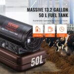 Calentador de Queroseno Portátil VEVOR ZB-K175 175,000 BTU, Tanque 13.2 gal, Termostato