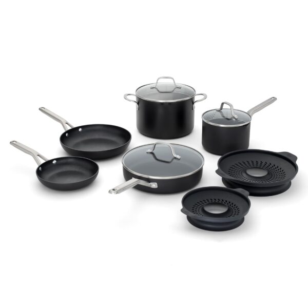 Batería de Cocina Calphalon Newell Brands 2205415 Juego de Ollas y Sartenes Antiadherentes de Aluminio Anodizado Duro 10