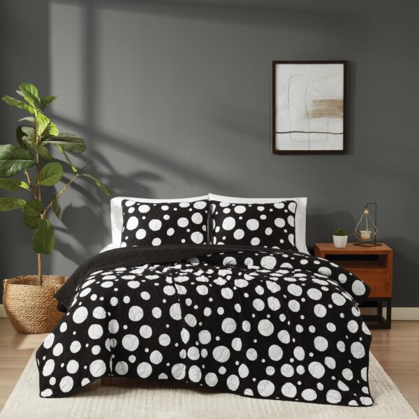 Juego de edredón Truly Soft Sophia Dot tamaño Full Queen 3 piezas con fundas de almohada diseño de puntos