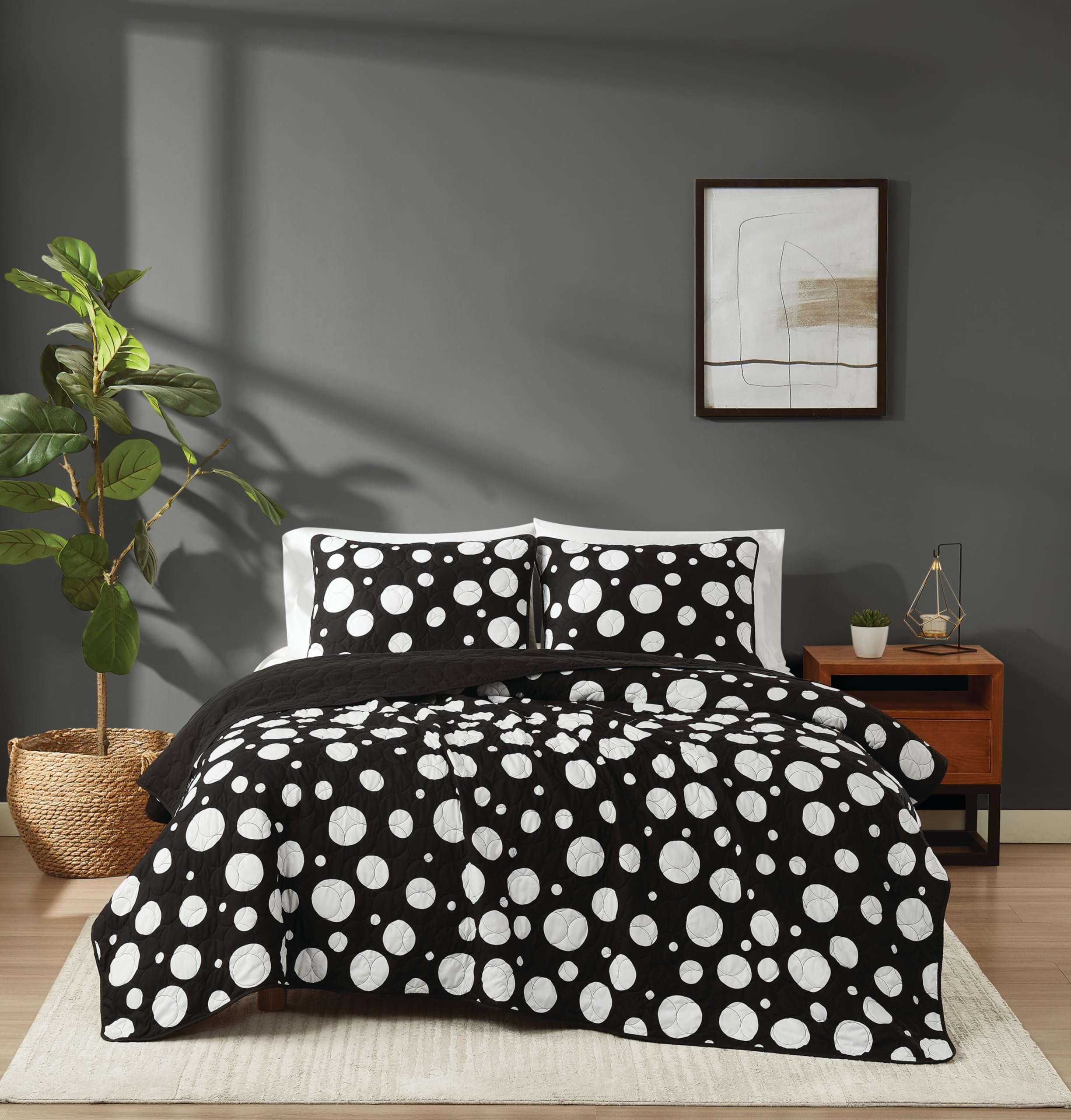 Version 1.0.0 Juego de edredón Truly Soft Sophia Dot tamaño Full Queen 3 piezas con fundas de almohada diseño de puntos