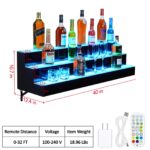 Estante exhibidor de botellas con luz LED GarveeTech LED Lighted Liquor Bottle Display 3 niveles 102 cm con control remo