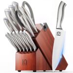 Juego de bloque de cuchillos KnifeSaga, juego de cuchillos de cocina con bloque de alta durabilidad, juego de 14 piezas