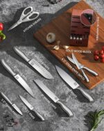 Juego de bloque de cuchillos KnifeSaga, juego de cuchillos de cocina con bloque de alta durabilidad, juego de 14 piezas