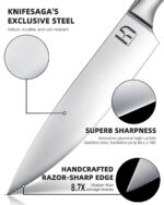 Juego de bloque de cuchillos KnifeSaga, juego de cuchillos de cocina con bloque de alta durabilidad, juego de 14 piezas