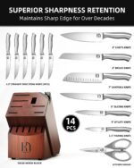 Juego de bloque de cuchillos KnifeSaga, juego de cuchillos de cocina con bloque de alta durabilidad, juego de 14 piezas