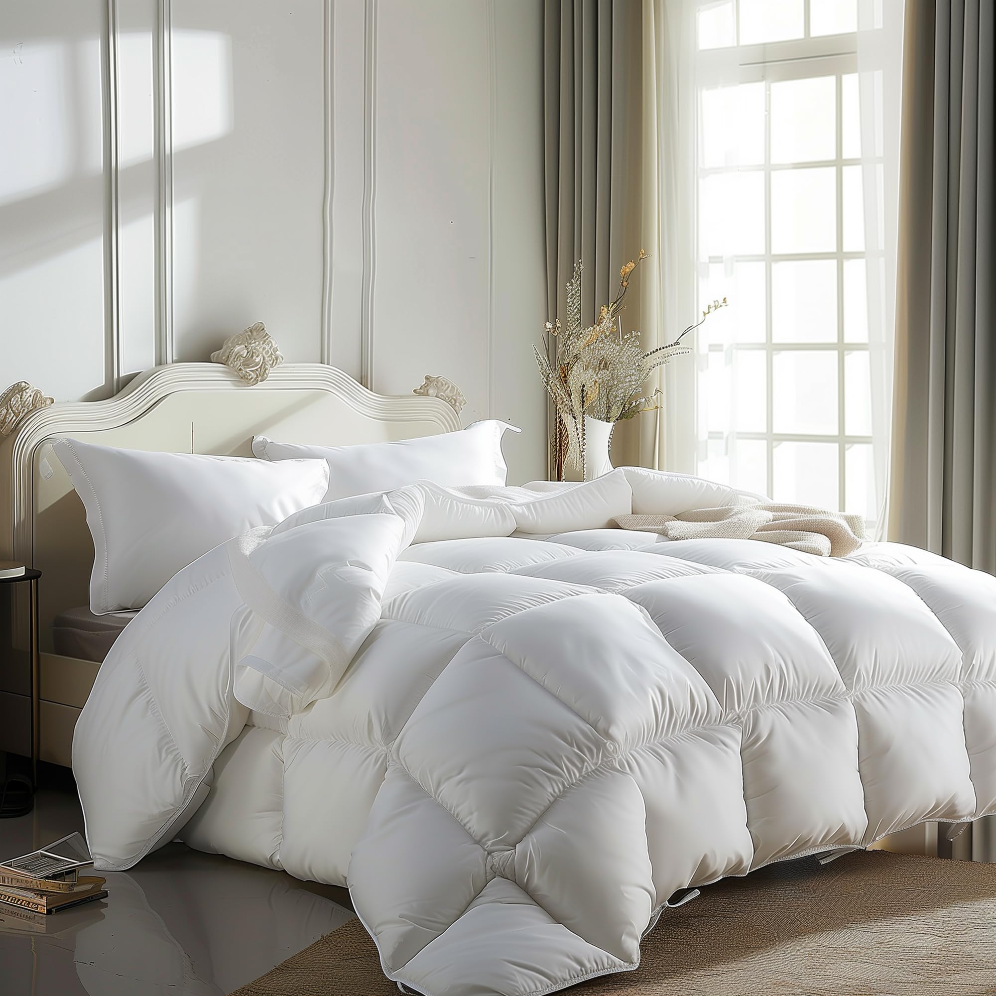 Version 1.0.0 Edredón de fibra de plumón de ganso 100% algodón Blue Ridge Home Fashions BR004190 tamaño King relleno 68 oz calor medio