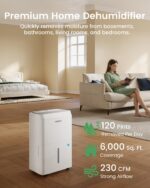 Deshumidificador Waykar CTH120A 120 Pintas Energy Star Ultra Silencioso 40 dB para Espacios de hasta 6,000 pies cuadrado