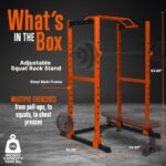 SQUATZ Soporte ajustable para sentadillas, soporte de barra premium con sistema de bloqueo seguro, accesorio para minas