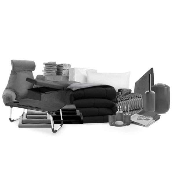 Juego completo de ropa de cama dormitorio universitario Hearth Harbor H-BTC-MID-TK-RB tamano individual XL negro gris ed