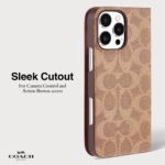 Funda tipo portafolios de tela Coach Signature para iPhone 16 Pro Max - Funda de teléfono de diseñador - Marrón Signatur