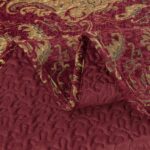 Edredón acolchado jacquard de lujo Loom and Mill LM-HFB-FlorenceRD-Queen damasco clásico 3 piezas Queen con fundas