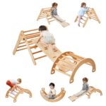VEVOR Pikler - Juego de triángulos escalador 5 en 1, juguetes de escalada para niños pequeños plegables en interiores co