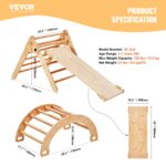 VEVOR Pikler - Juego de triángulos escalador 5 en 1, juguetes de escalada para niños pequeños plegables en interiores co