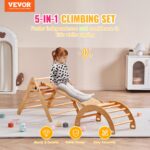 VEVOR Pikler - Juego de triángulos escalador 5 en 1, juguetes de escalada para niños pequeños plegables en interiores co