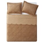 Juego de colcha de felpa en relieve VCNY Home WS1-3BP-QUEN-IN-CARAM Queen 3 piezas con 2 fundas de almohada color carame