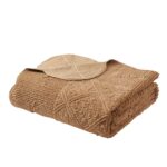 Juego de colcha de felpa en relieve VCNY Home WS1-3BP-QUEN-IN-CARAM Queen 3 piezas con 2 fundas de almohada color carame