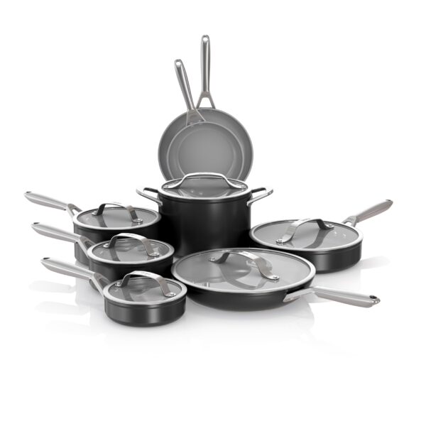 Batería de cocina juego de ollas y sartenes Ninja Ceramic Pro CW39014BK de cerámica antiadherente 14 piezas con tapas de