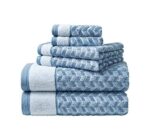 Juego de ropa de cama individual Nautica Woodblock Fish Blue sábanas manta falda funda almohada y toallas azul marino