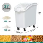Contenedor grande de almacenamiento para ingredientes YITAHOME MAYIHyDrWc con ruedas cuchara tapa y balanza para arroz y