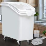 Contenedor grande de almacenamiento para ingredientes YITAHOME MAYIHyDrWc con ruedas cuchara tapa y balanza para arroz y