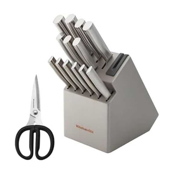 Juego de Cuchillos de Cocina con Bloque y Afilador Integrado KitchenAid KO15STFGBXSSA 15 Piezas Acero Inoxidable