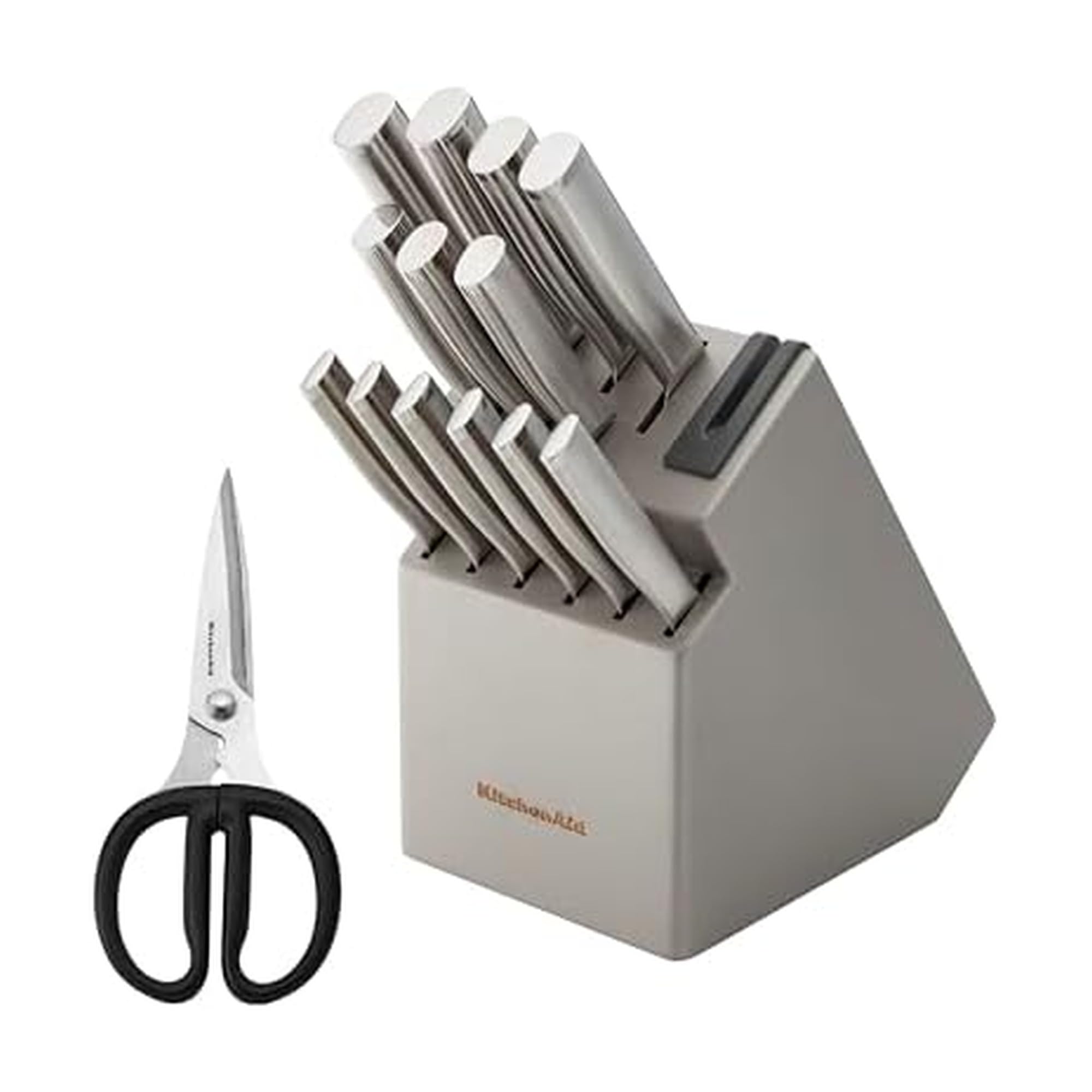 Version 1.0.0 Juego de Cuchillos de Cocina con Bloque y Afilador Integrado KitchenAid KO15STFGBXSSA 15 Piezas Acero Inoxidable