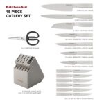 Juego de Cuchillos de Cocina con Bloque y Afilador Integrado KitchenAid KO15STFGBXSSA 15 Piezas Acero Inoxidable